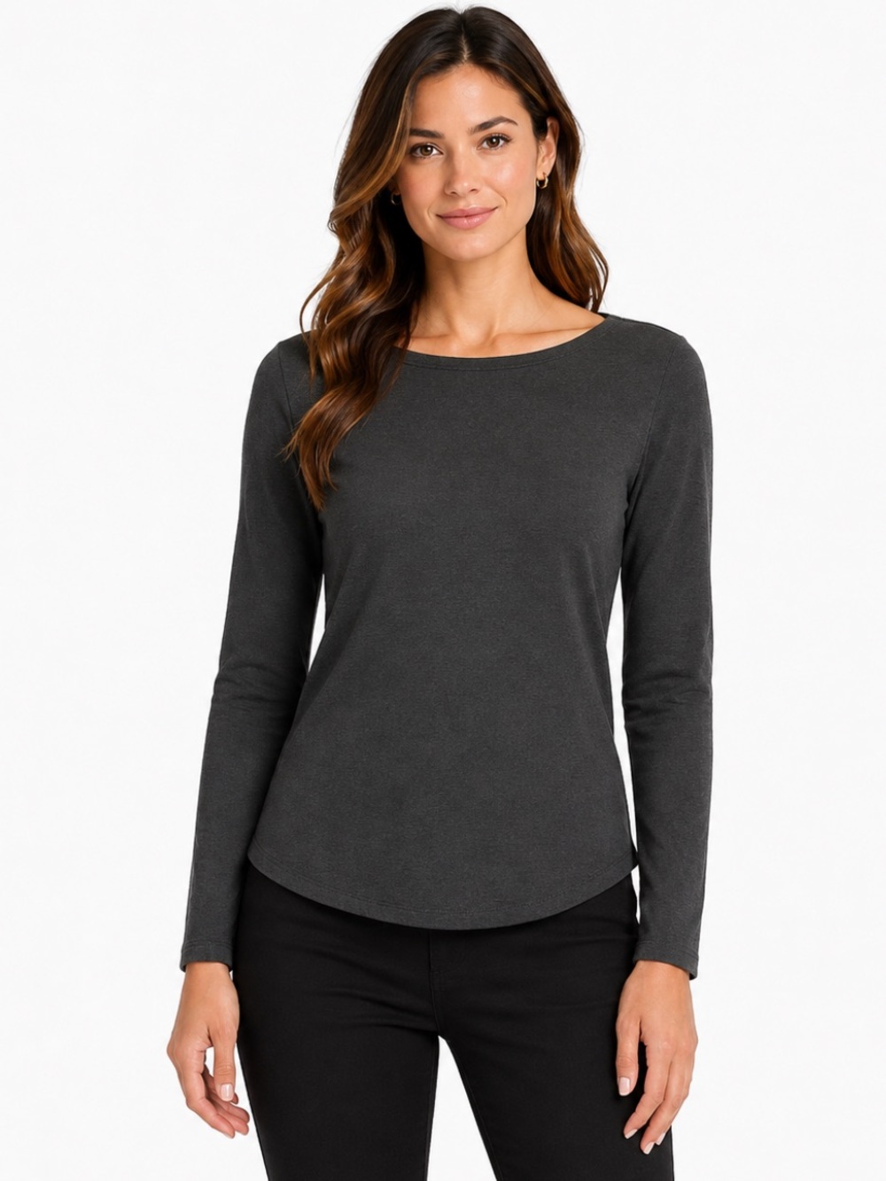 Ann Taylor Charcoal Gray Long Sleeve Knit Top Size M